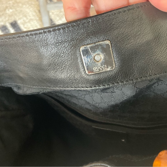 GUCCI LEATHER / BAMBOO HANDLE Snap closure handbag/shoulder bag - Picture 6 of 11